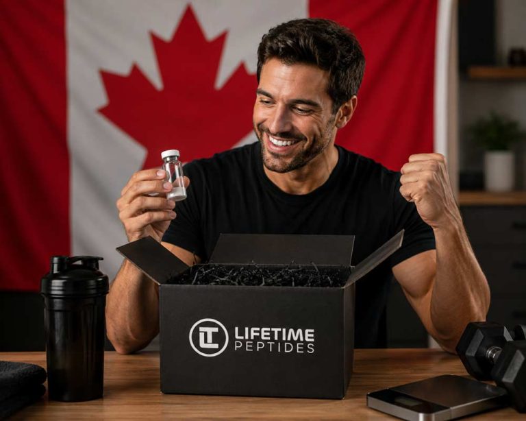 a happy man buy peptide online in Canada